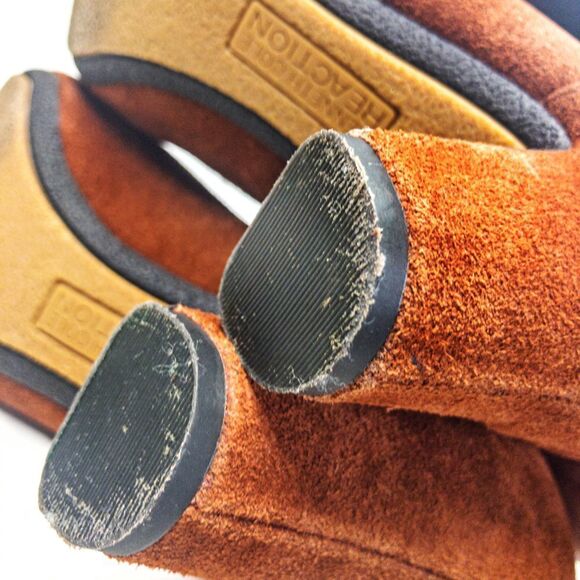 KC Reaction Brown Suede Chunky Buckle Heels Sz 8.5 - Picture 10 of 11